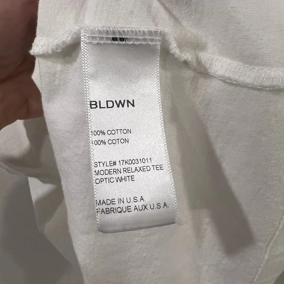 BLDWN Optic White Modern Relaxed Fit Short Sleeve Basic Tee T Shirt Size Large - Picture 4 of 4